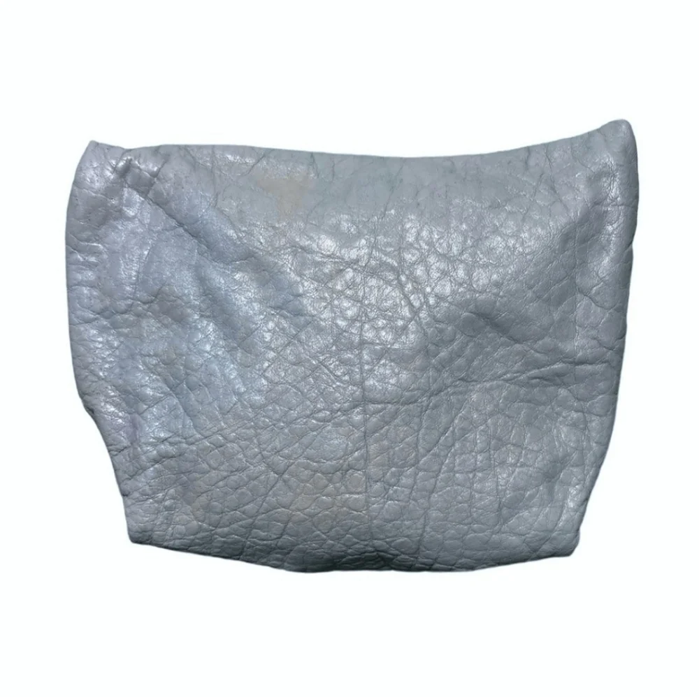 CARLOS FALCHI Large Light Blue Leather Zipper Pouch